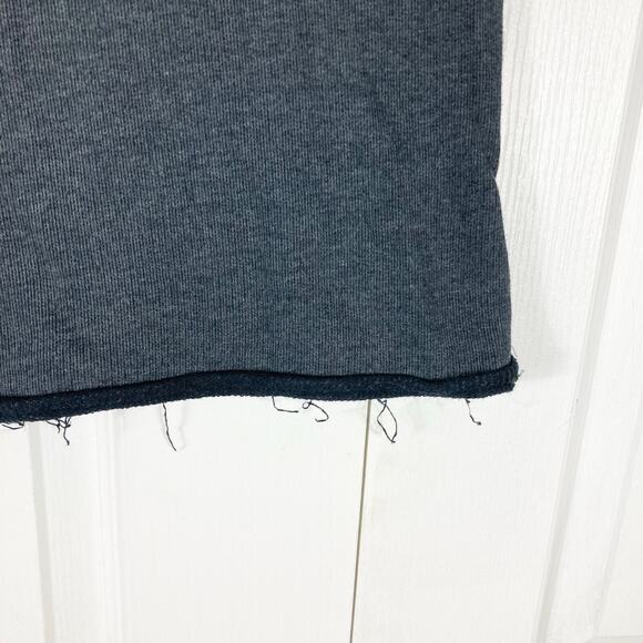 NWOT ROCKAMORA Sweatshirt Women L Grey Distressed-Rolled-Hem Long-Sleeve Cotton - Picture 4 of 8